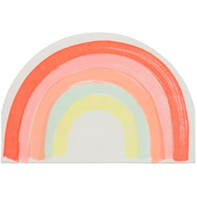 RAINBOW NAPKINSDIE-CUT PARTY PAPER NAPKINS WITH NEON DETAILS, BIRTHDAY, RAINBOW & CELEBRATION TABLE DCOR, PACK OF 20 - Image 1